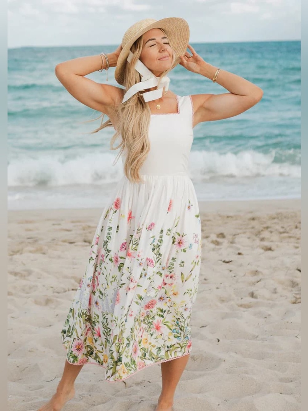 IVY CITY CO. Aspyn Midi Dress Pastel Floral Cotton Size 12